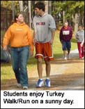 Students enjoy Turkey Day Walk and Run on a sunny day.
